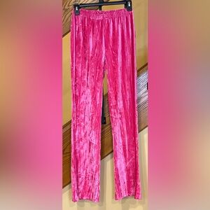 Urban Outfitters Flare Leg Pants Crushed Velvet Elastic Waist Pink SZ. Small